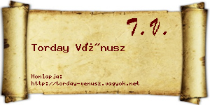 Torday Vénusz névjegykártya